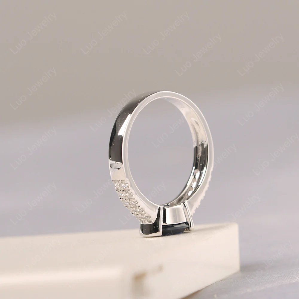 Sapphire Two Row Pave Ring - Image 5
