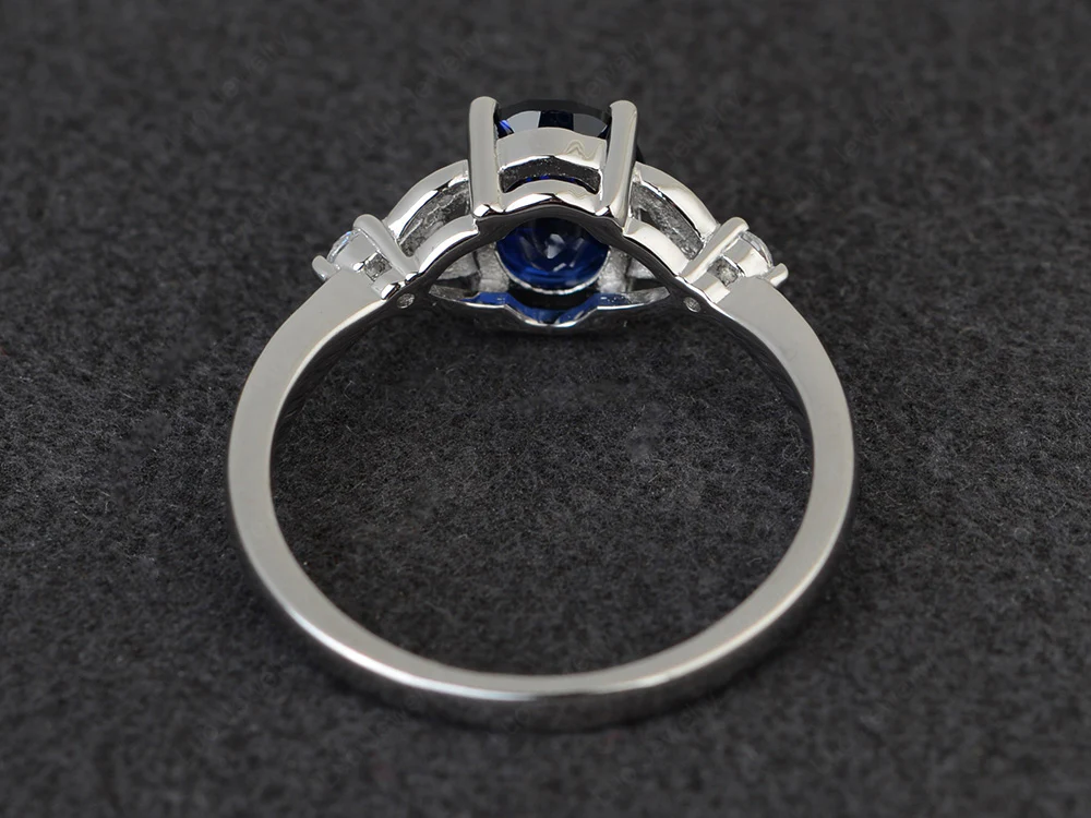 Simple Oval Cut Sapphire Promise Ring - Image 3