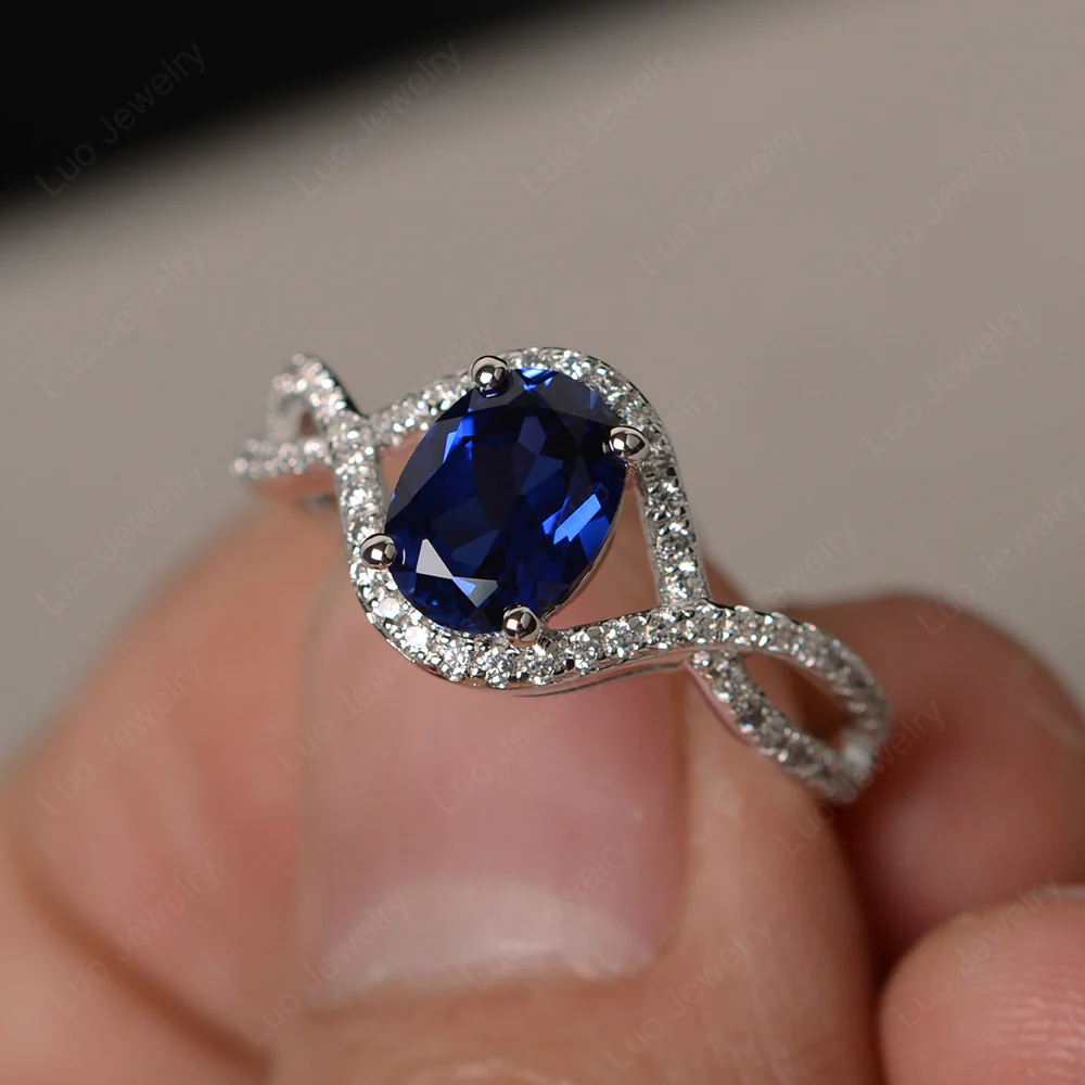 Oval Sapphire Twisted Engagement Ring