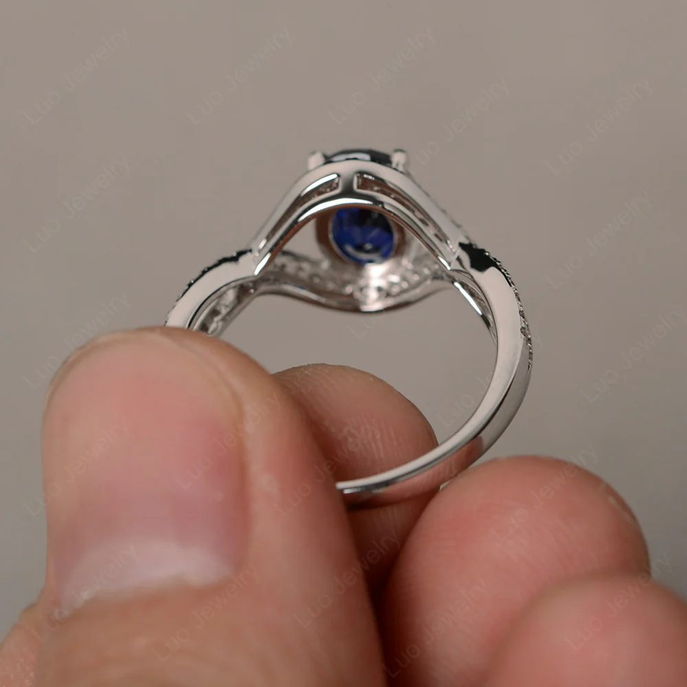 Oval Sapphire Twisted Engagement Ring - Image 3