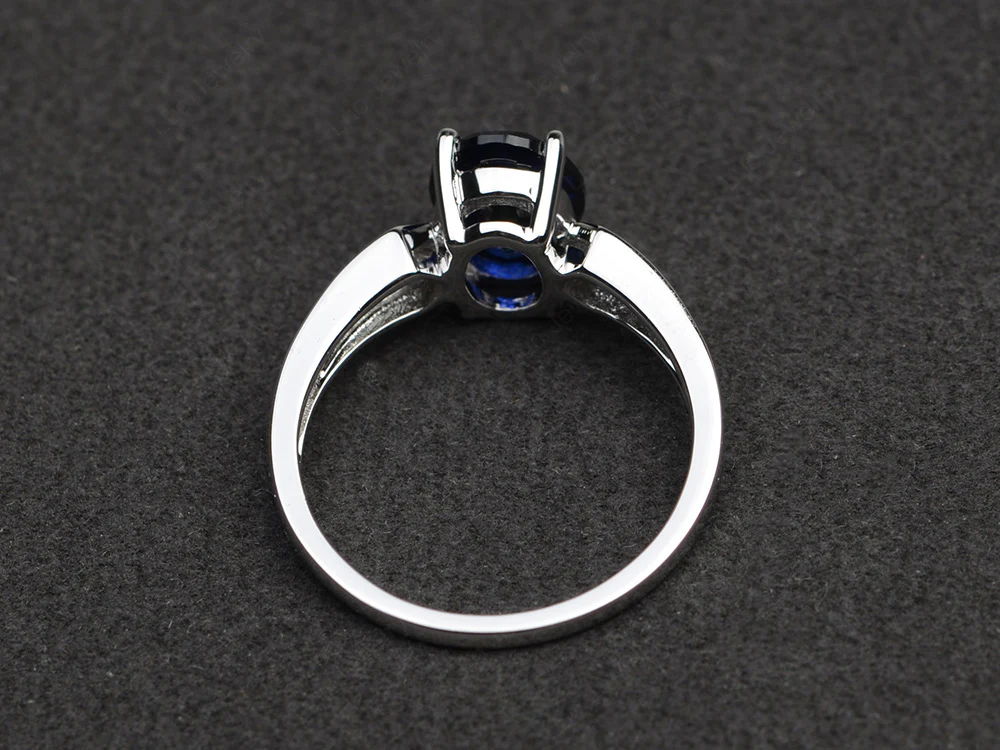 Oval Sapphire Ring with Channel Band - Image 3