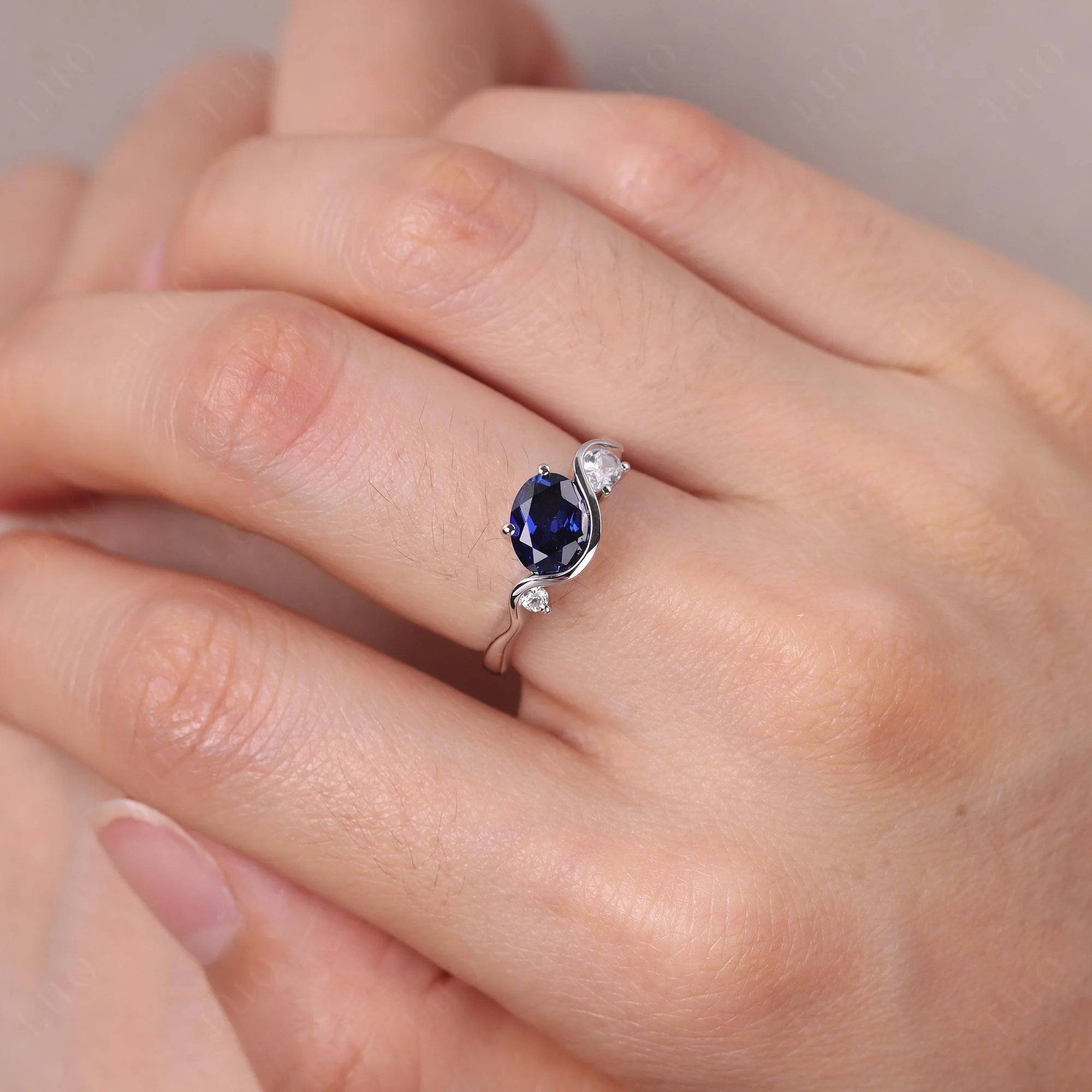 Sapphire Wave Engagement Ring - Image 14