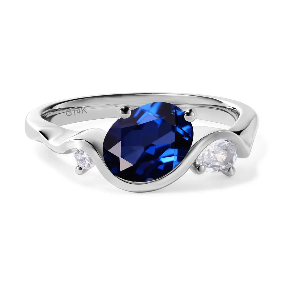 Sapphire Wave Engagement Ring - Image 3