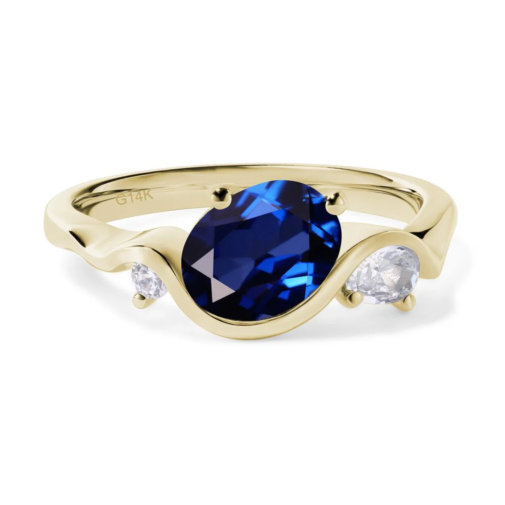 Sapphire Wave Engagement Ring - Image 4