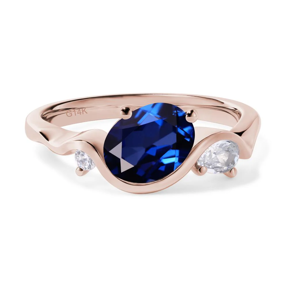 Sapphire Wave Engagement Ring - Image 5