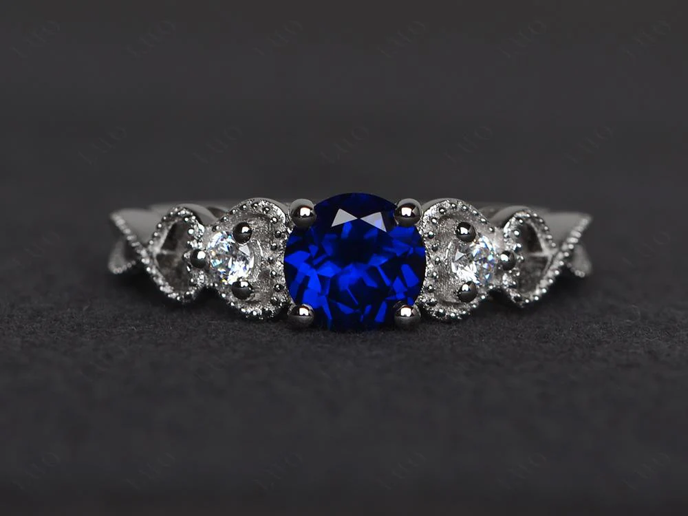 Sapphire Vintage Style Engagement Ring - Image 10