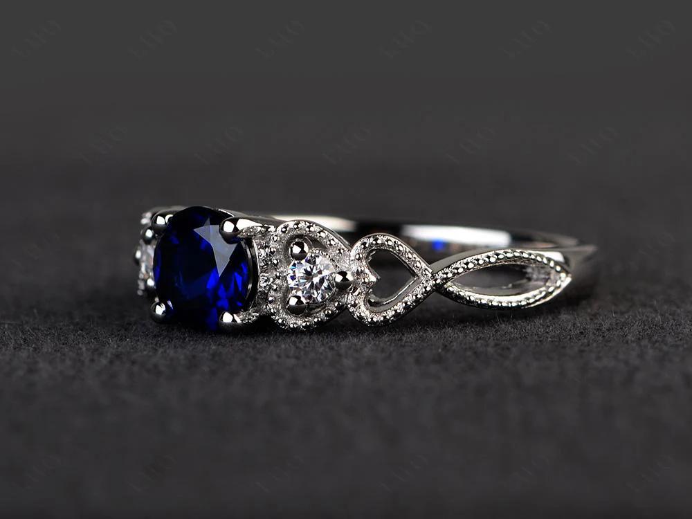 Sapphire Vintage Style Engagement Ring - Image 11