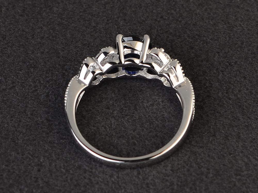 Sapphire Vintage Style Engagement Ring - Image 12
