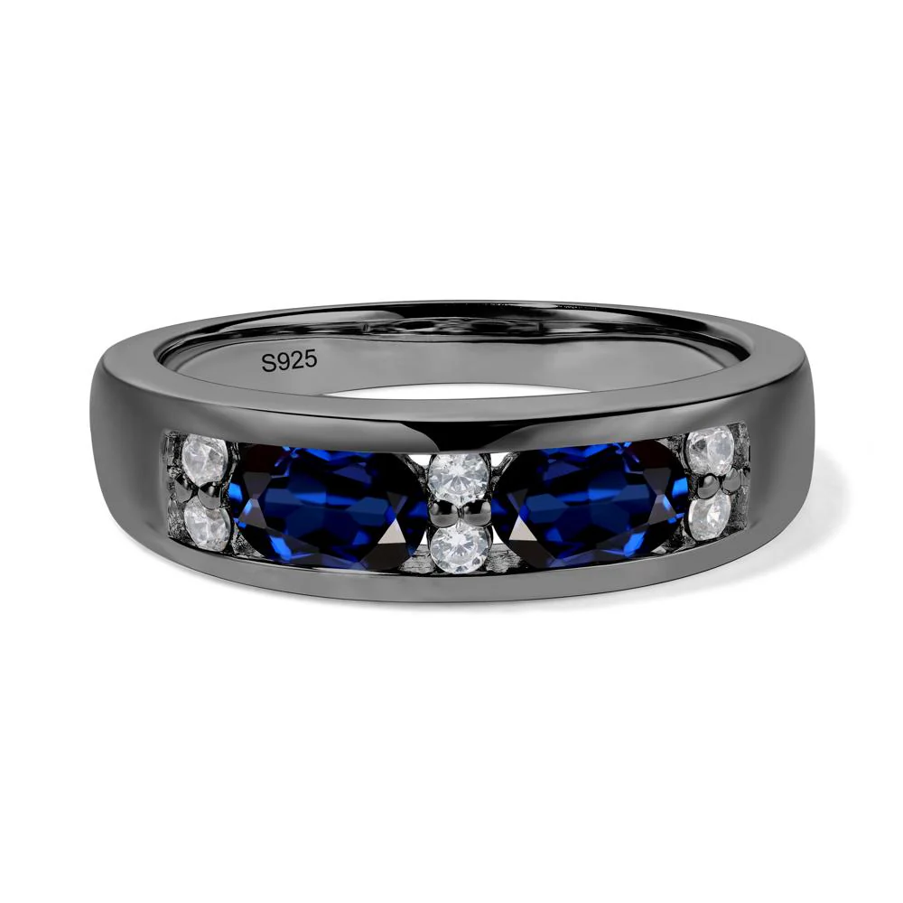Oval Sapphire Wide Band Ring - Image 3