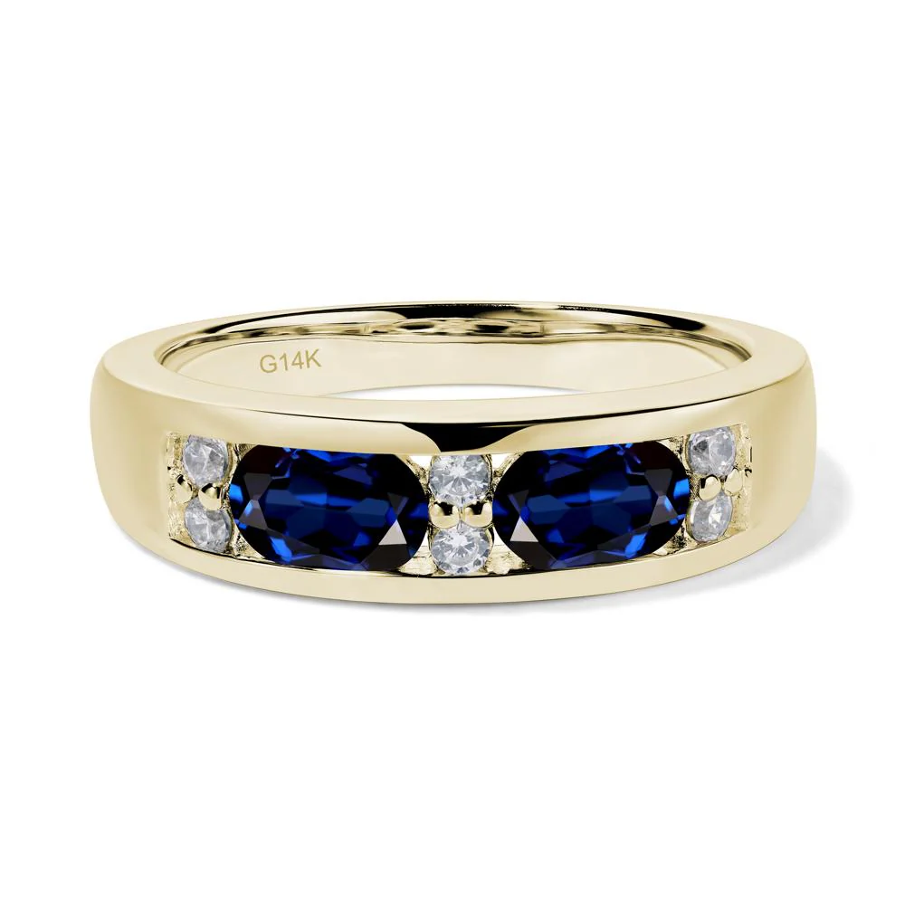 Oval Sapphire Wide Band Ring - Image 5