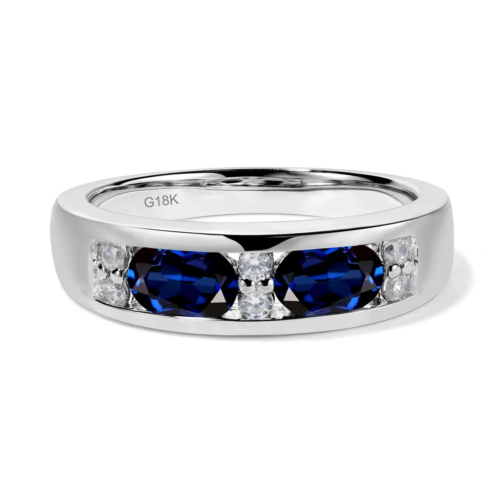 Oval Sapphire Wide Band Ring - Image 7