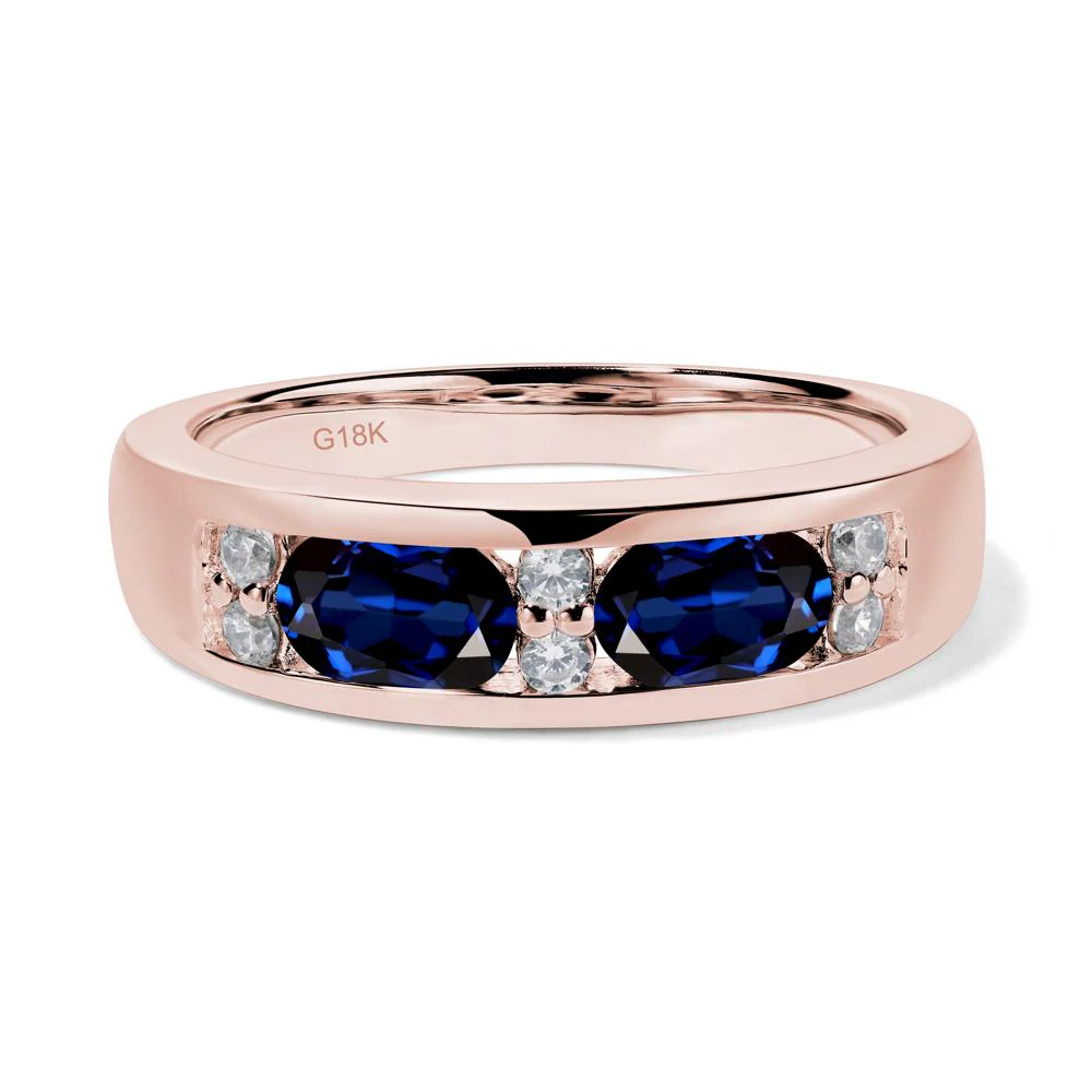 Oval Sapphire Wide Band Ring - Image 9