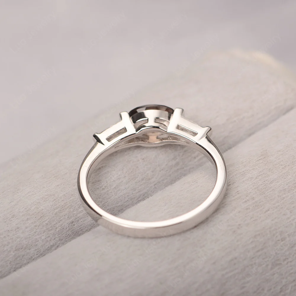 Oval Smoky Quartz Ring with Baguettes - Image 3