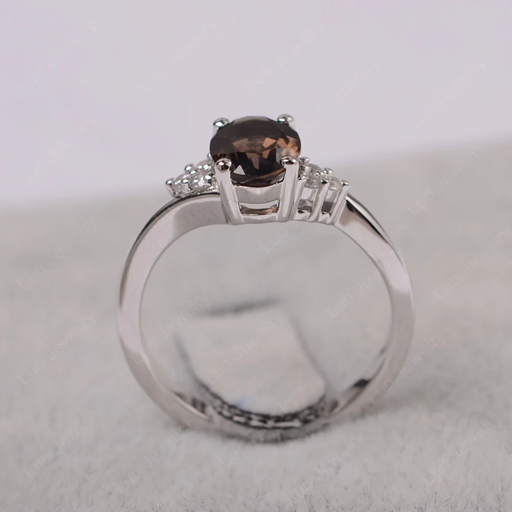 Oval Smoky Quartz Bypass Engagement Ring - Image 3