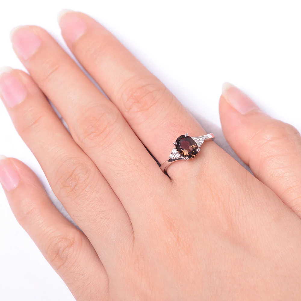 Oval Smoky Quartz Bypass Engagement Ring - Image 4