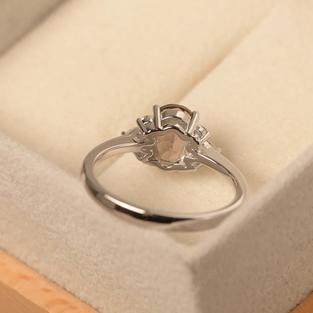 Oval Smoky Quartz Ring with Pear Side Stone - Image 3