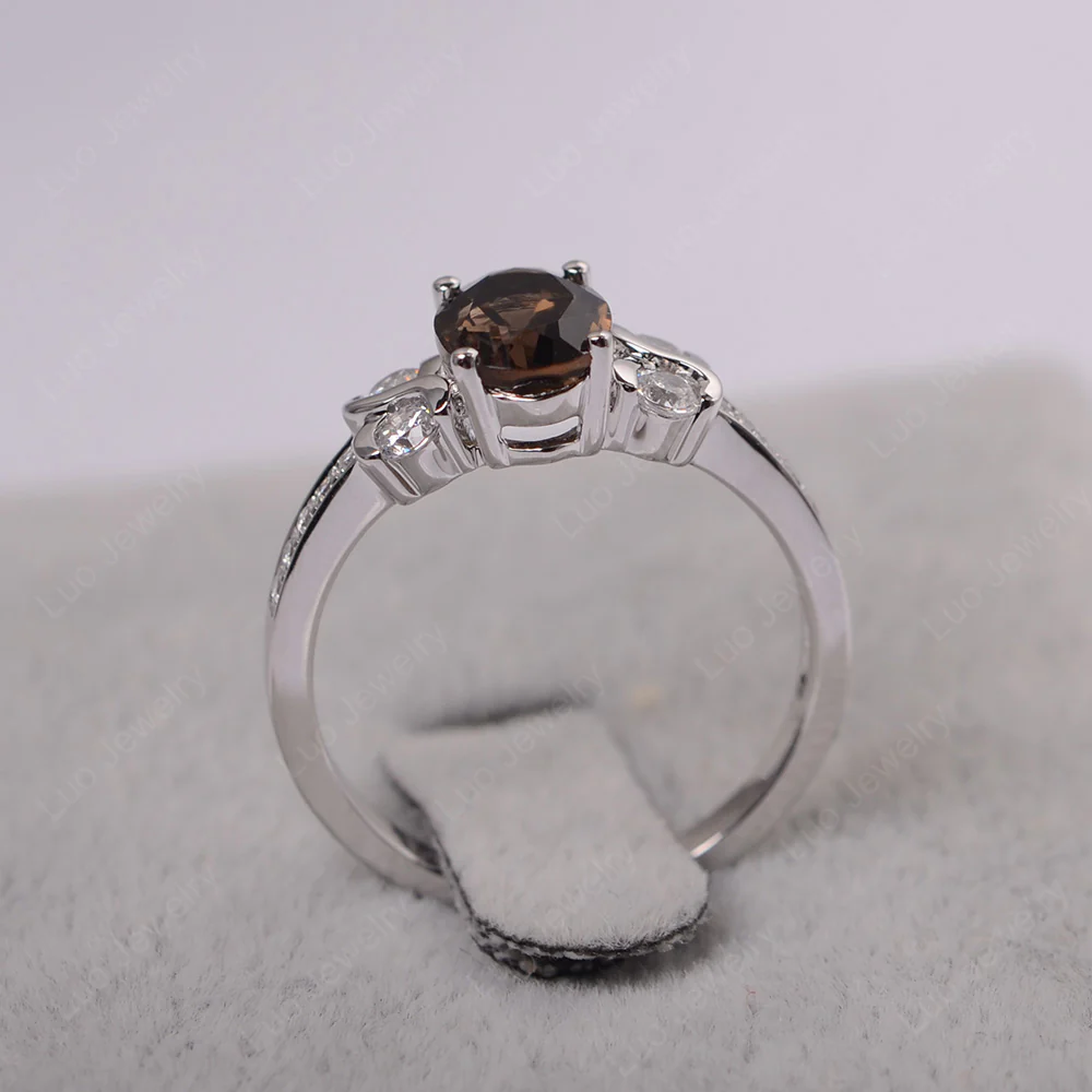 Oval Cut Smoky Quartz Infinity Stone Ring - Image 3