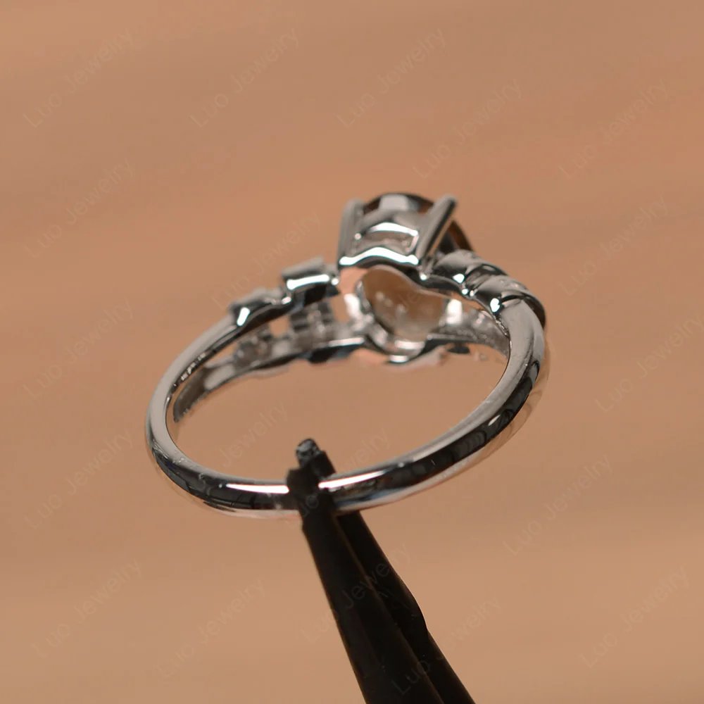 Oval Cut Smoky Quartz Promise Ring - Image 3