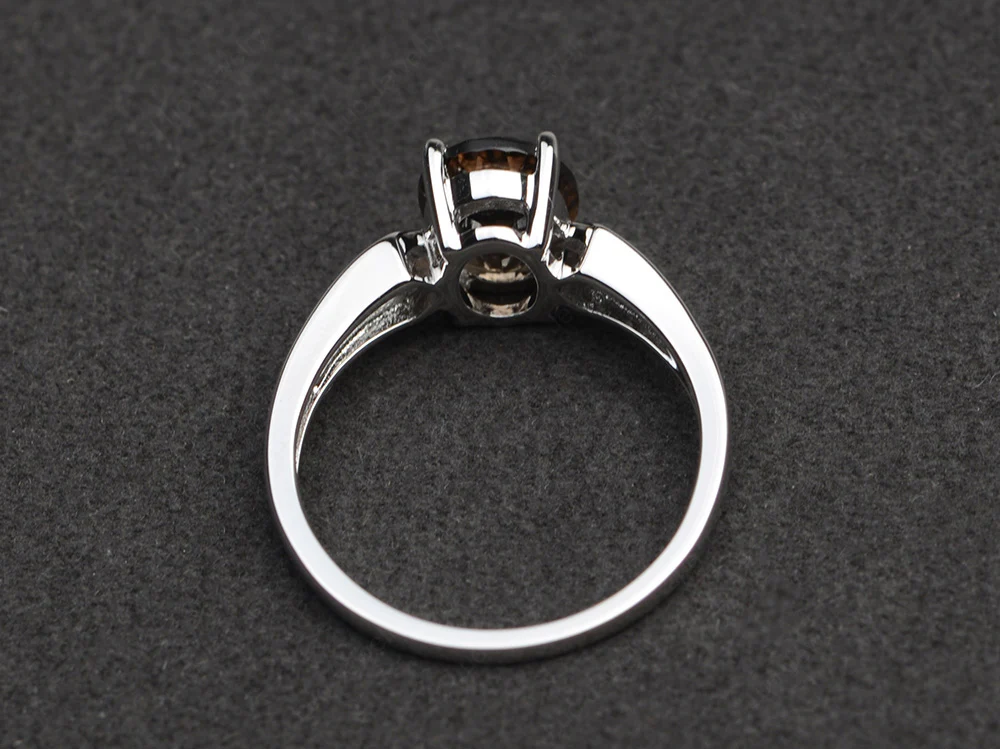 Oval Smoky Quartz Ring with Channel Band - Image 3