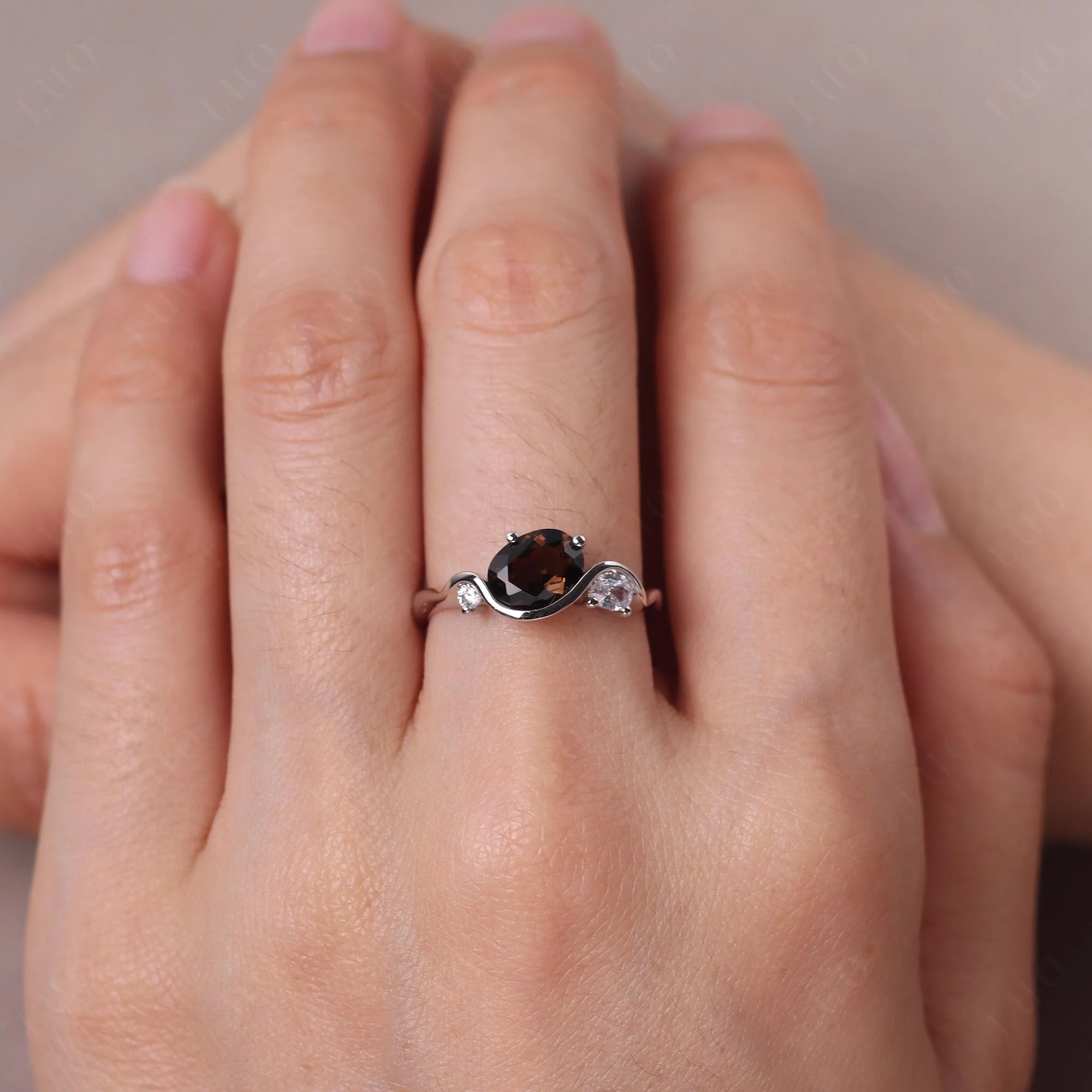 Smoky Quartz Ocean Wave Ring - Image 14