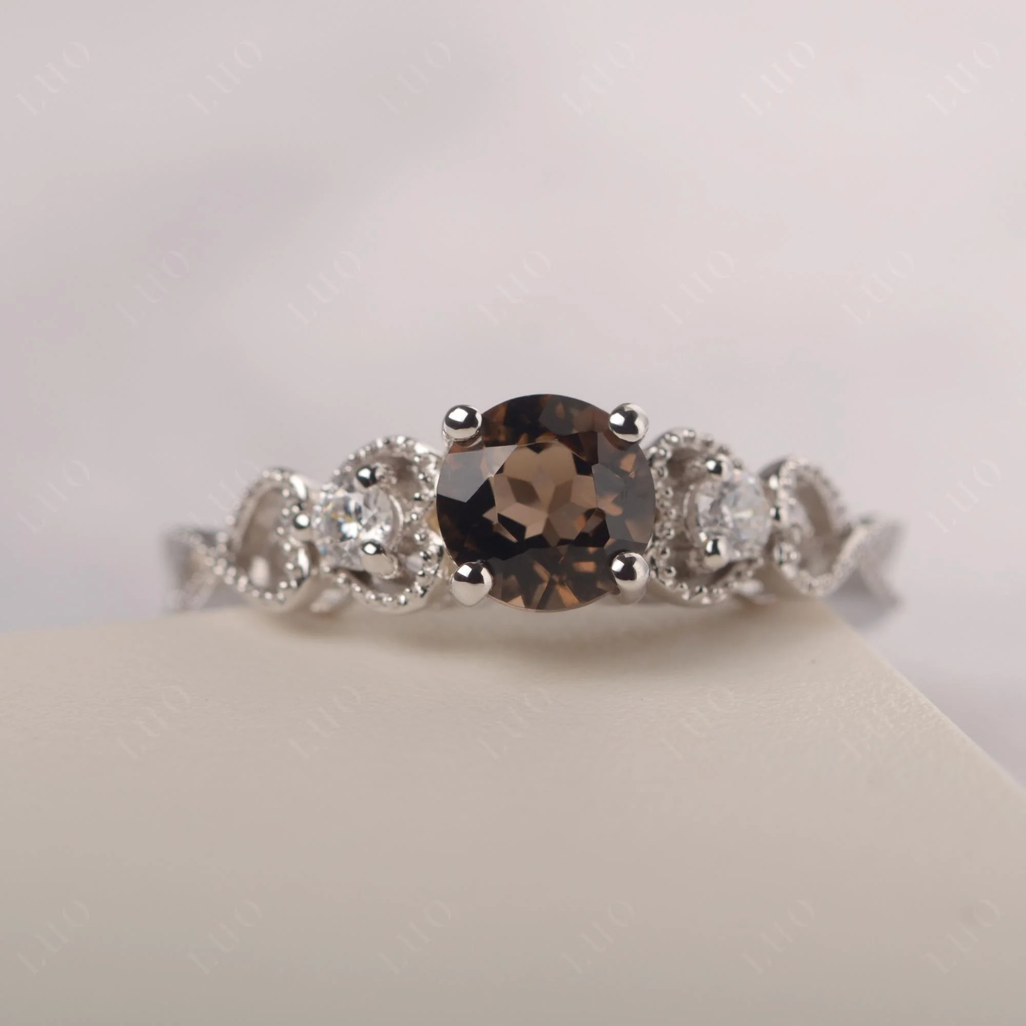 Smoky Quartz Vintage Style Engagement Ring - Image 10