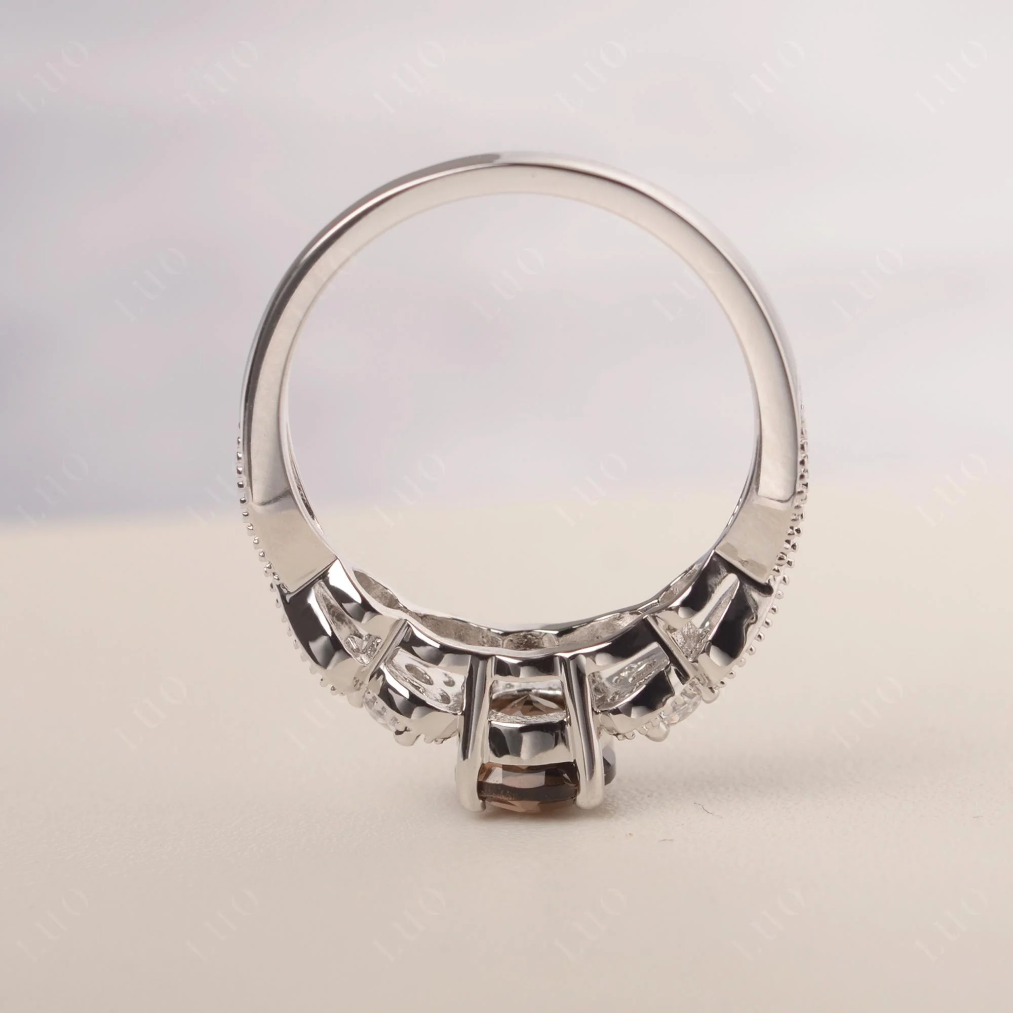Smoky Quartz Vintage Style Engagement Ring - Image 14