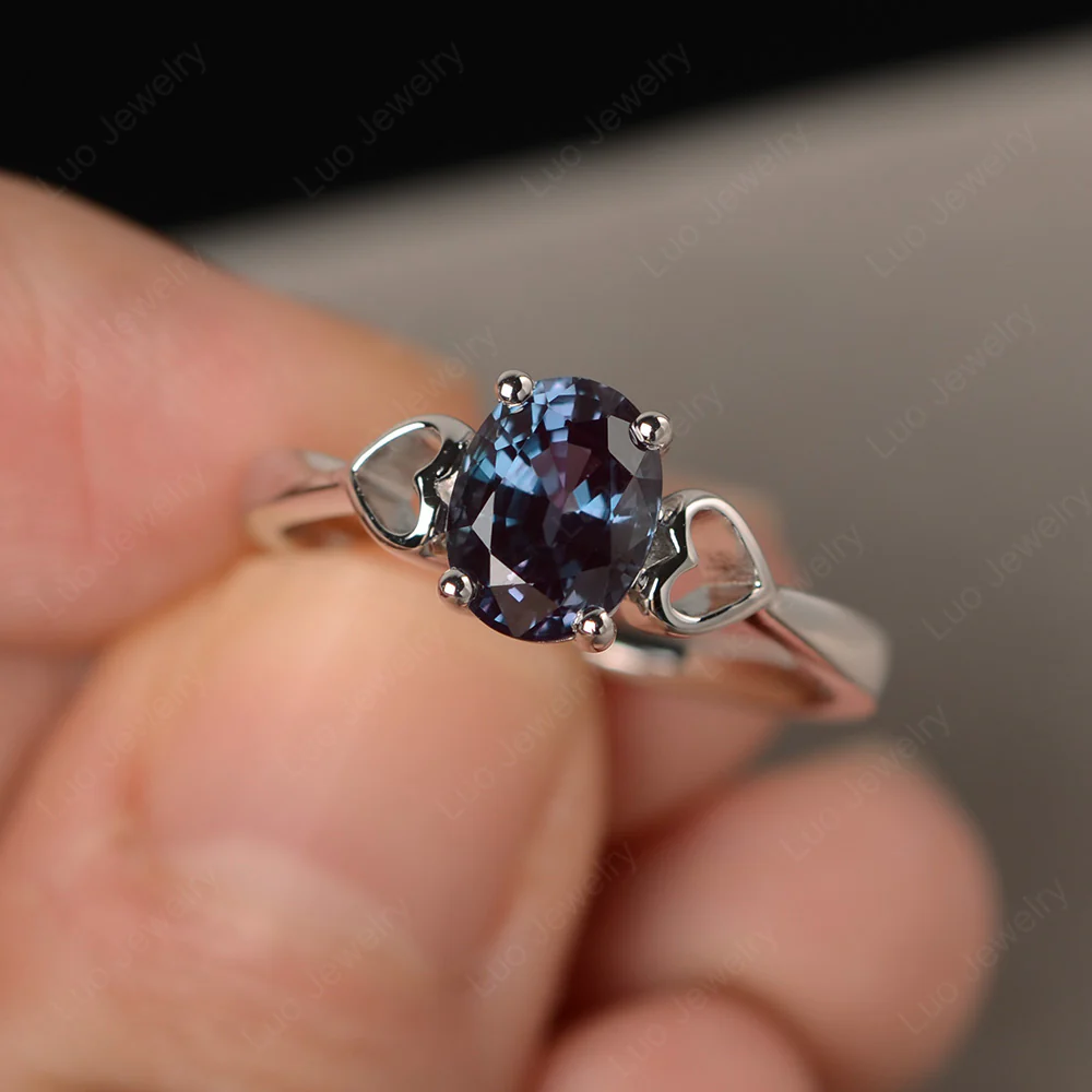 Oval Cut Solitaire Alexandrite Ring