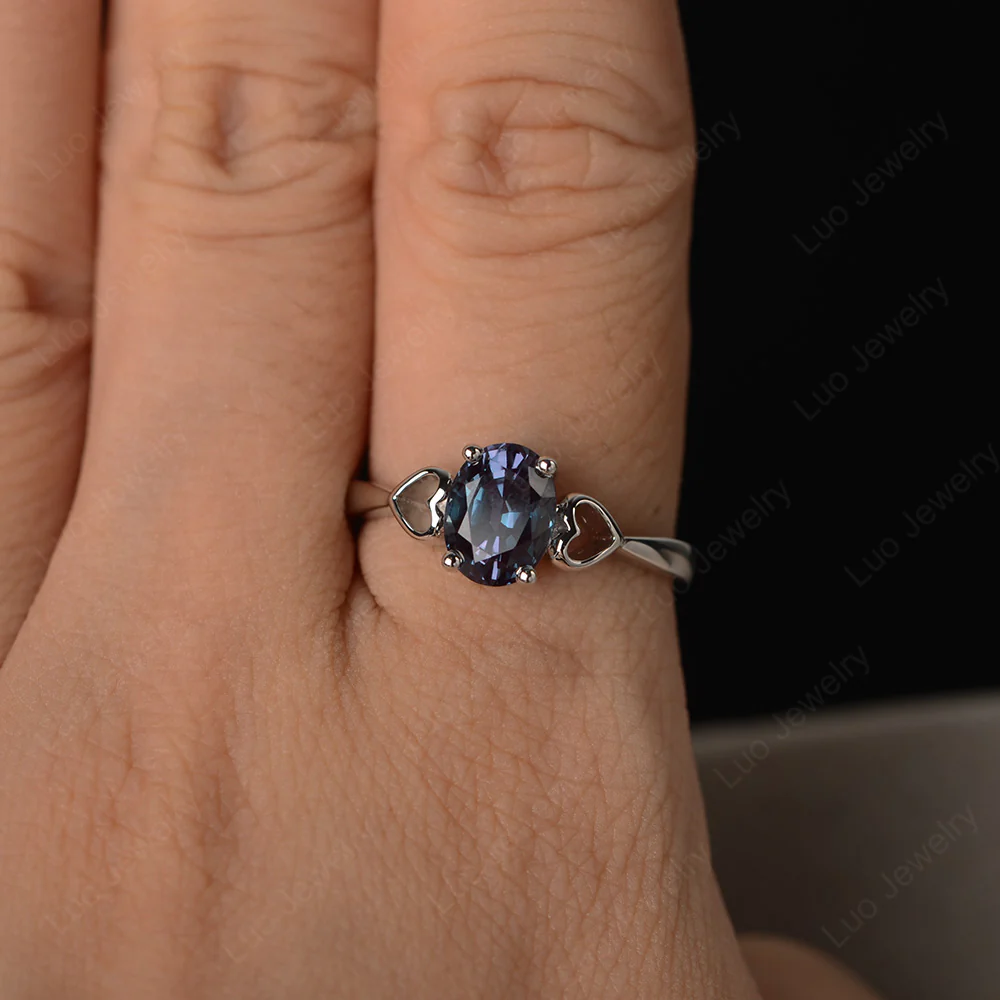 Oval Cut Solitaire Alexandrite Ring - Image 4