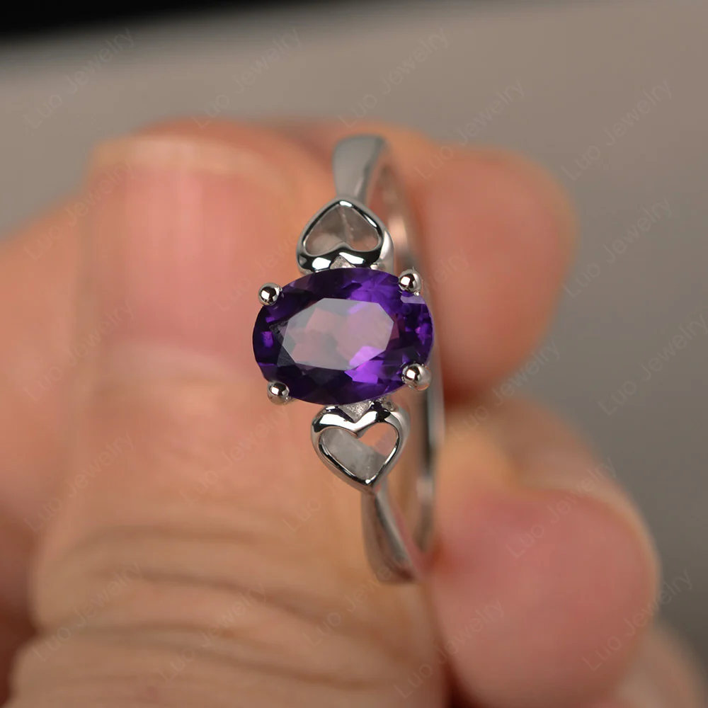 Amethyst Heart Band Ring