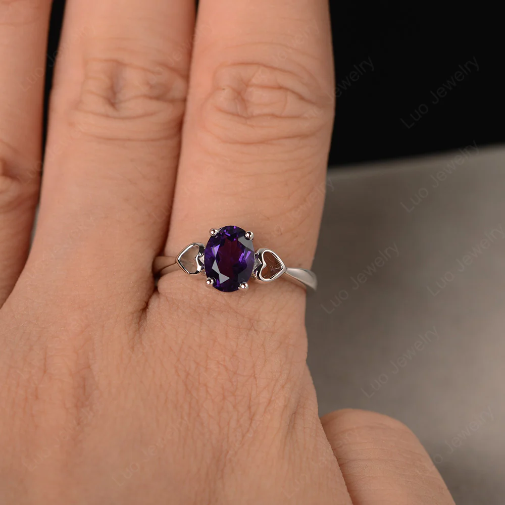Amethyst Heart Band Ring - Image 3