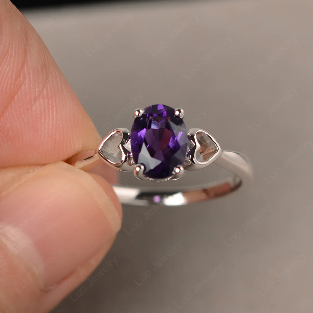 Amethyst Heart Band Ring - Image 4