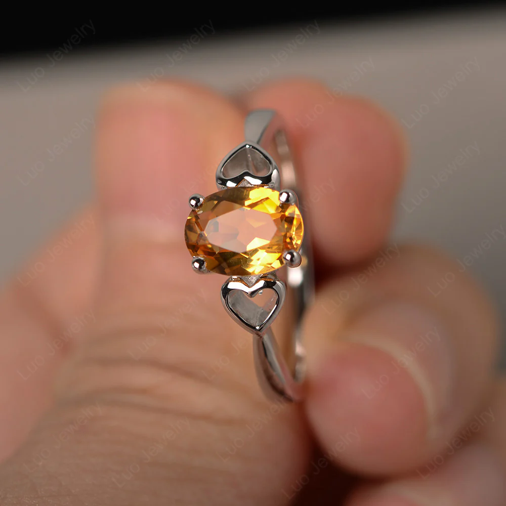 Oval Cut Solitaire Citrine Ring