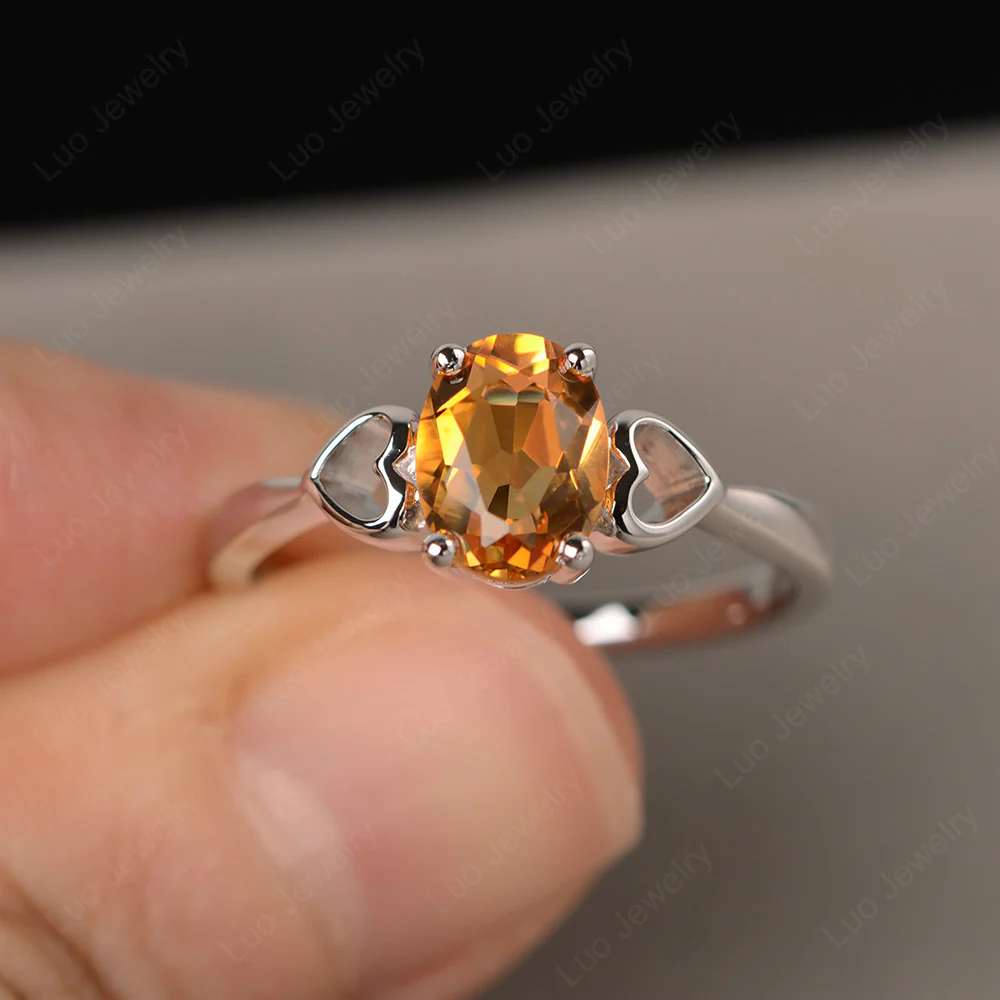 Oval Cut Solitaire Citrine Ring - Image 2