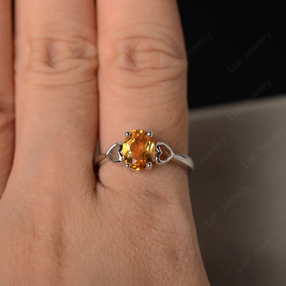 Oval Cut Solitaire Citrine Ring - Image 4