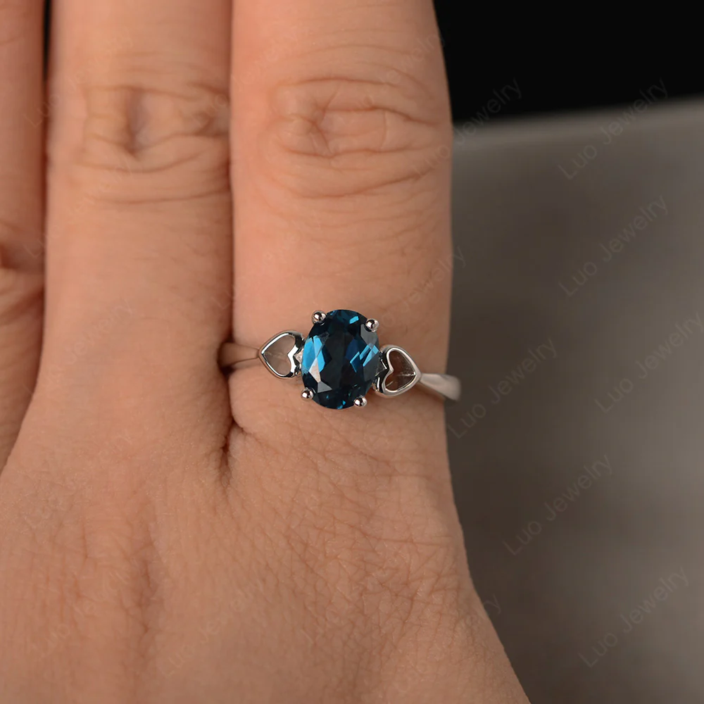 Oval Cut Solitaire London Blue Topaz Ring - Image 4