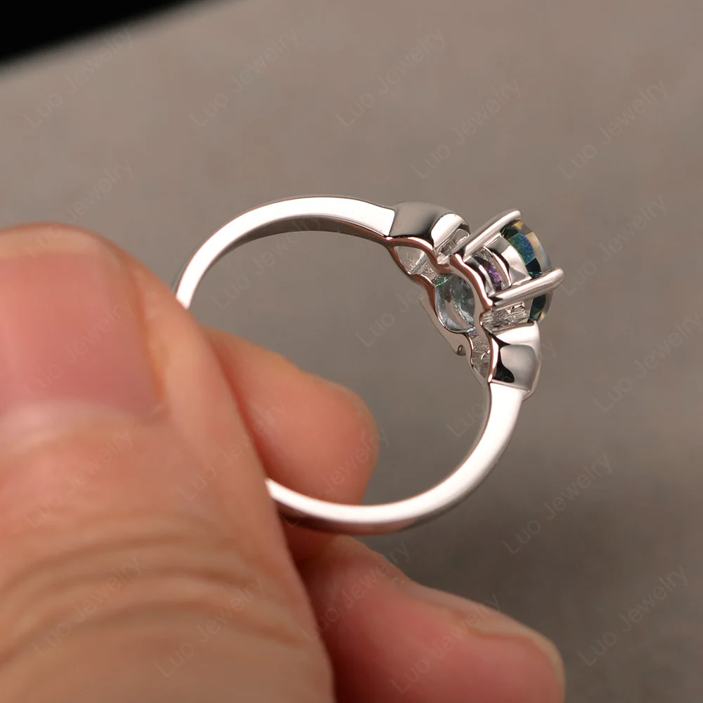 Oval Cut Solitaire Mystic Topaz Ring - Image 3