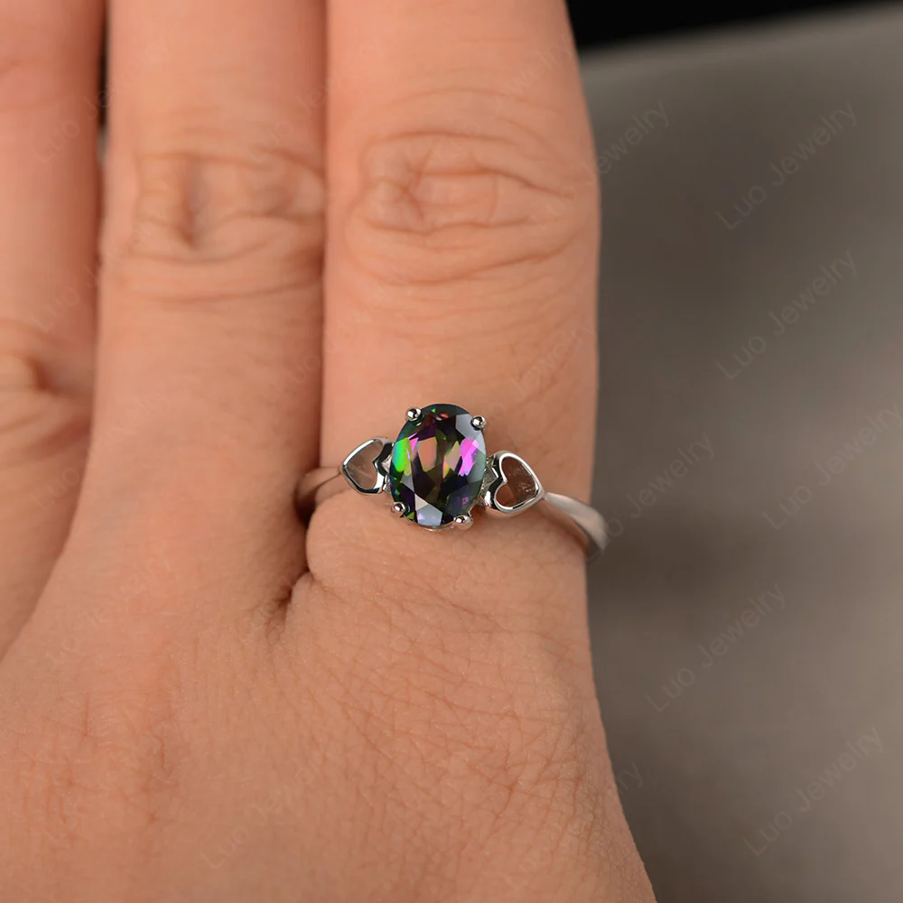 Oval Cut Solitaire Mystic Topaz Ring - Image 4
