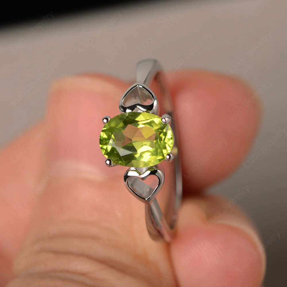 Peridot Heart Band Ring