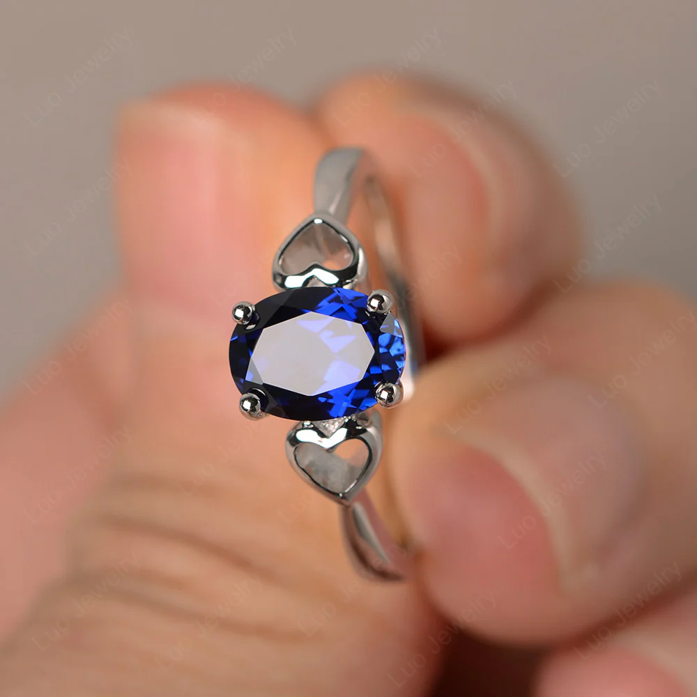 Sapphire Heart Band Ring - Image 2