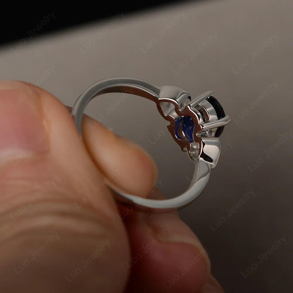 Sapphire Heart Band Ring - Image 4