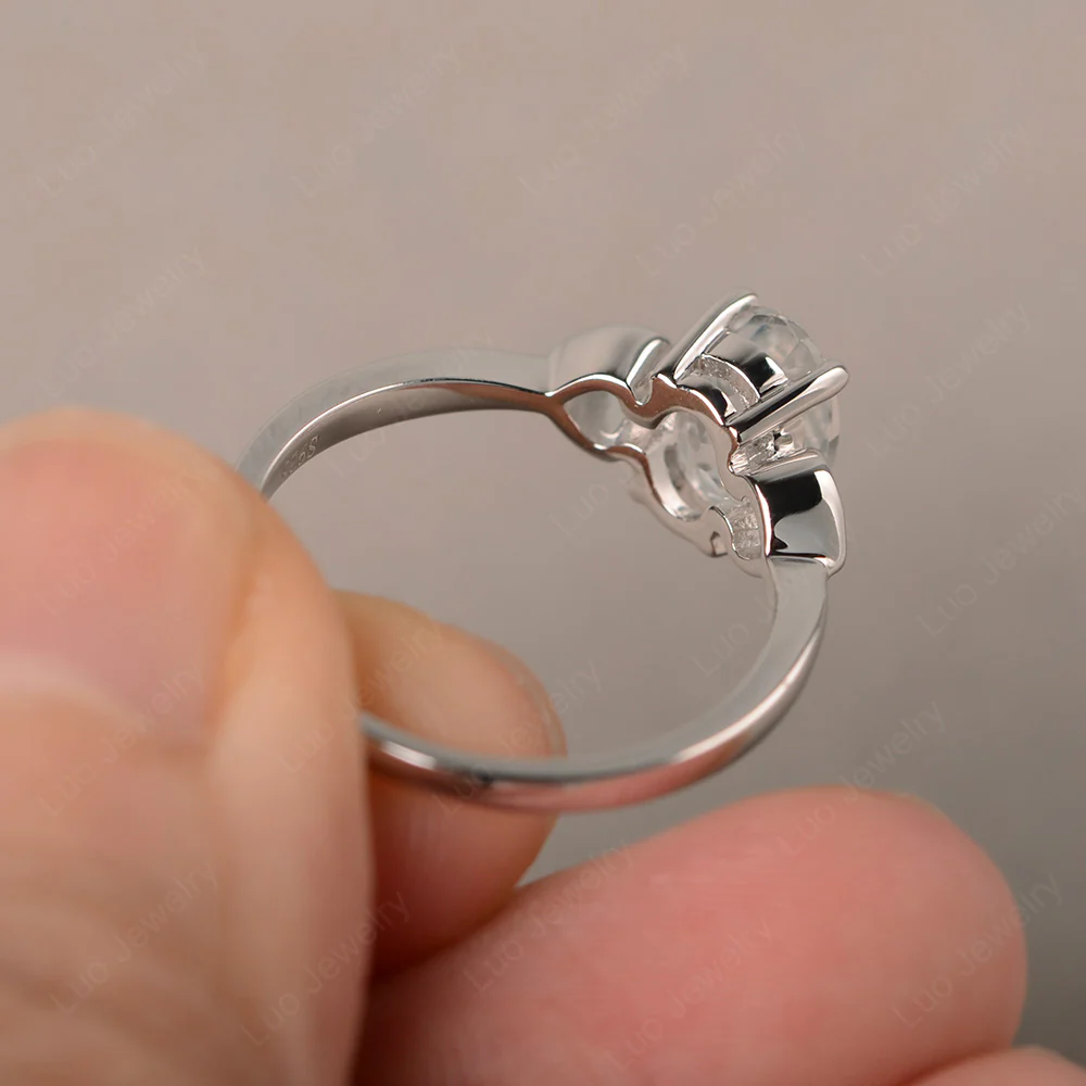 Oval Cut Solitaire White Topaz Ring - Image 3