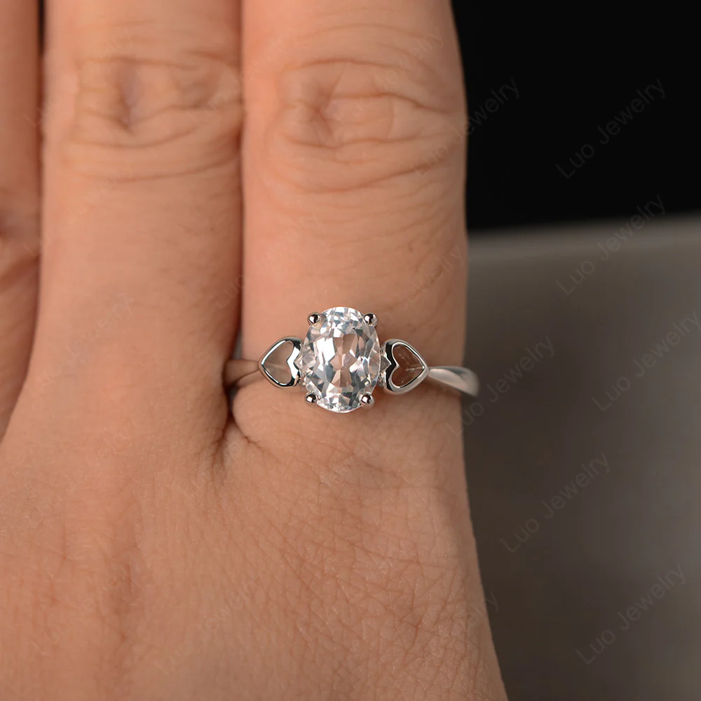 Oval Cut Solitaire White Topaz Ring - Image 4
