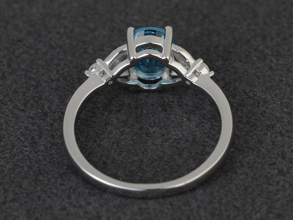 Simple Oval Cut Swiss Blue Topaz Promise Ring - Image 3