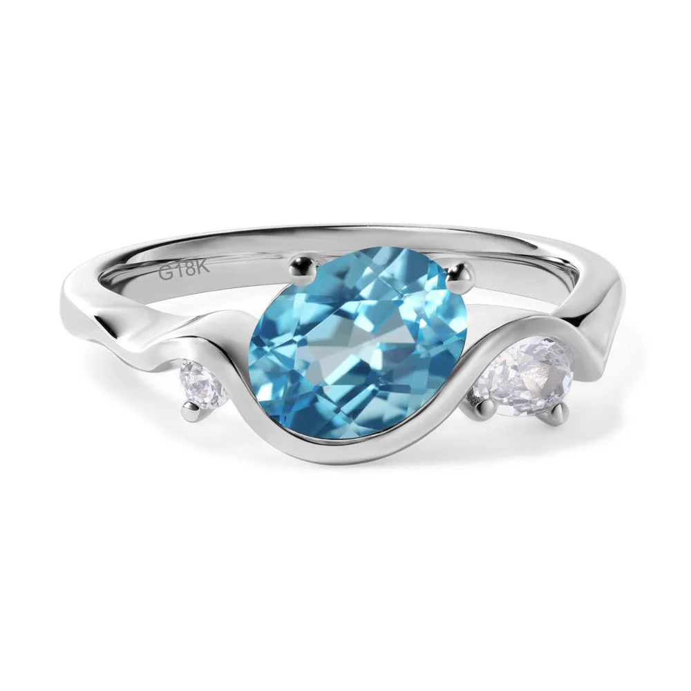 Wave Oval Swiss Blue Topaz Engagement Ring - Image 7