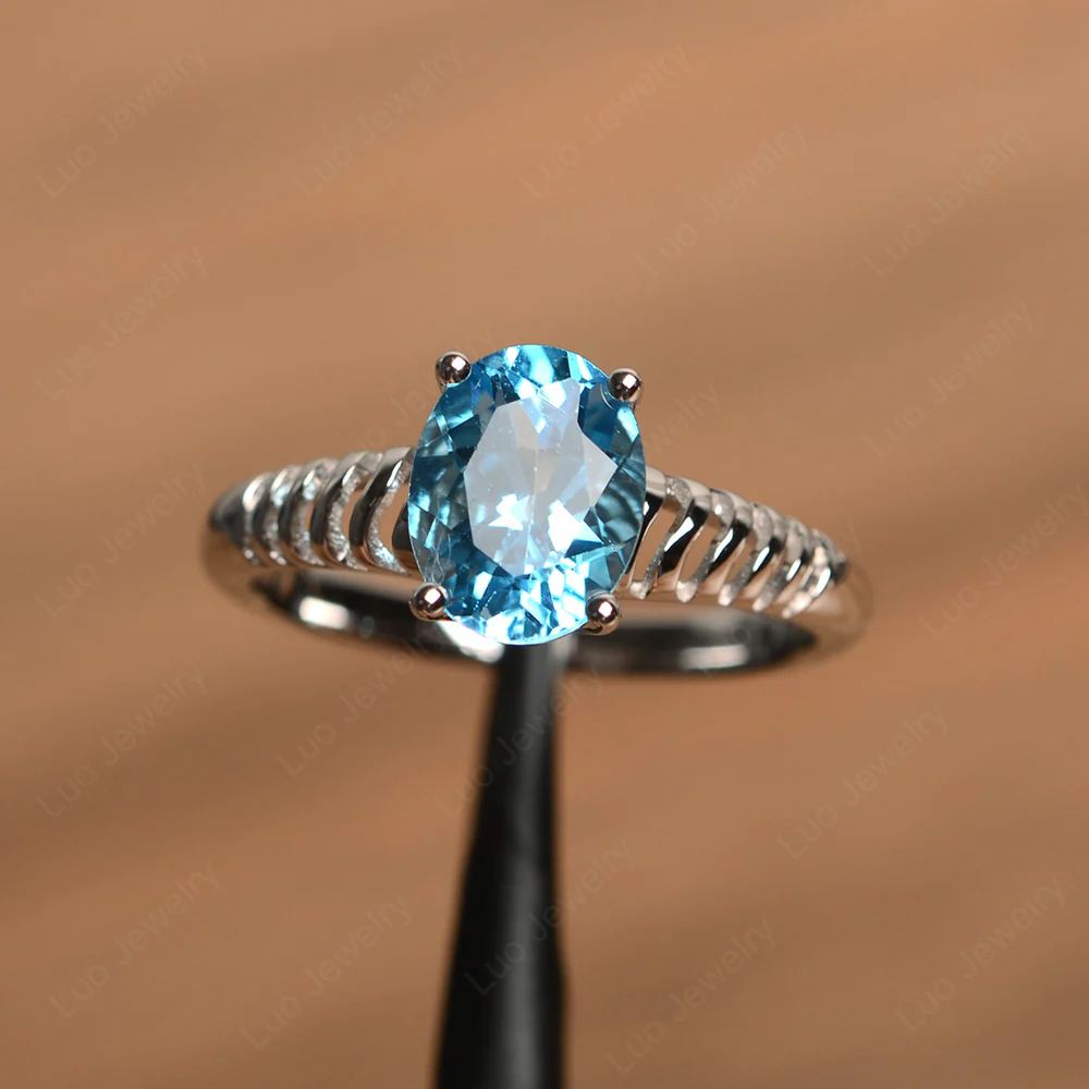 Swiss Blue Topaz Spiral Ring
