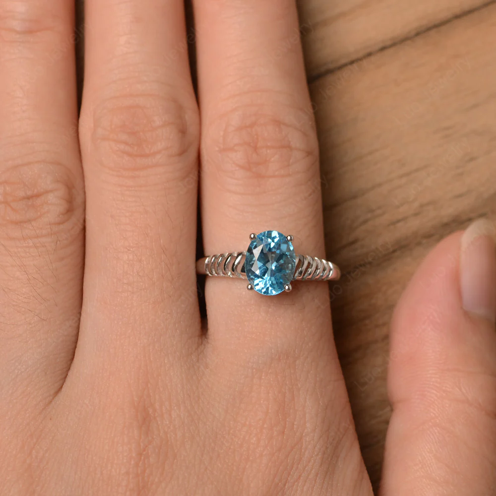 Swiss Blue Topaz Spiral Ring - Image 4