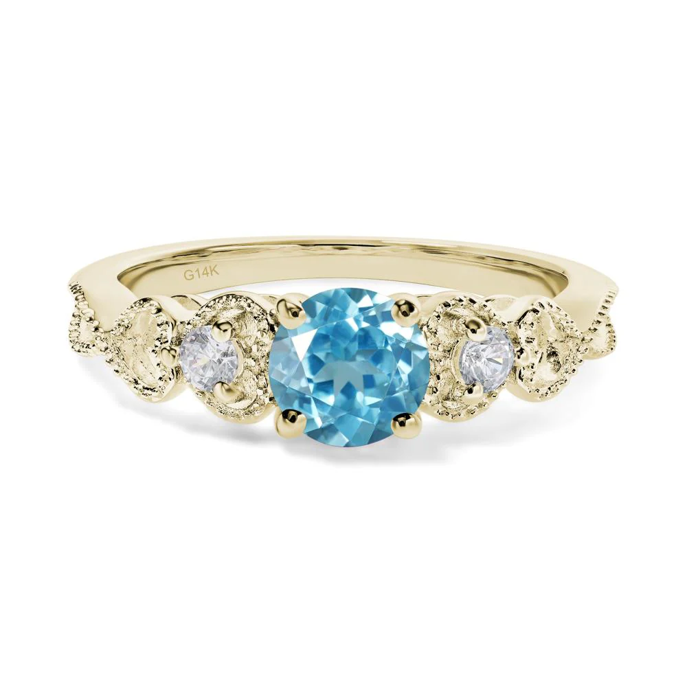 Swiss Blue Topaz Vintage Style Engagement Ring