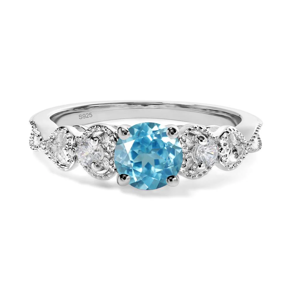 Swiss Blue Topaz Vintage Style Engagement Ring - Image 2