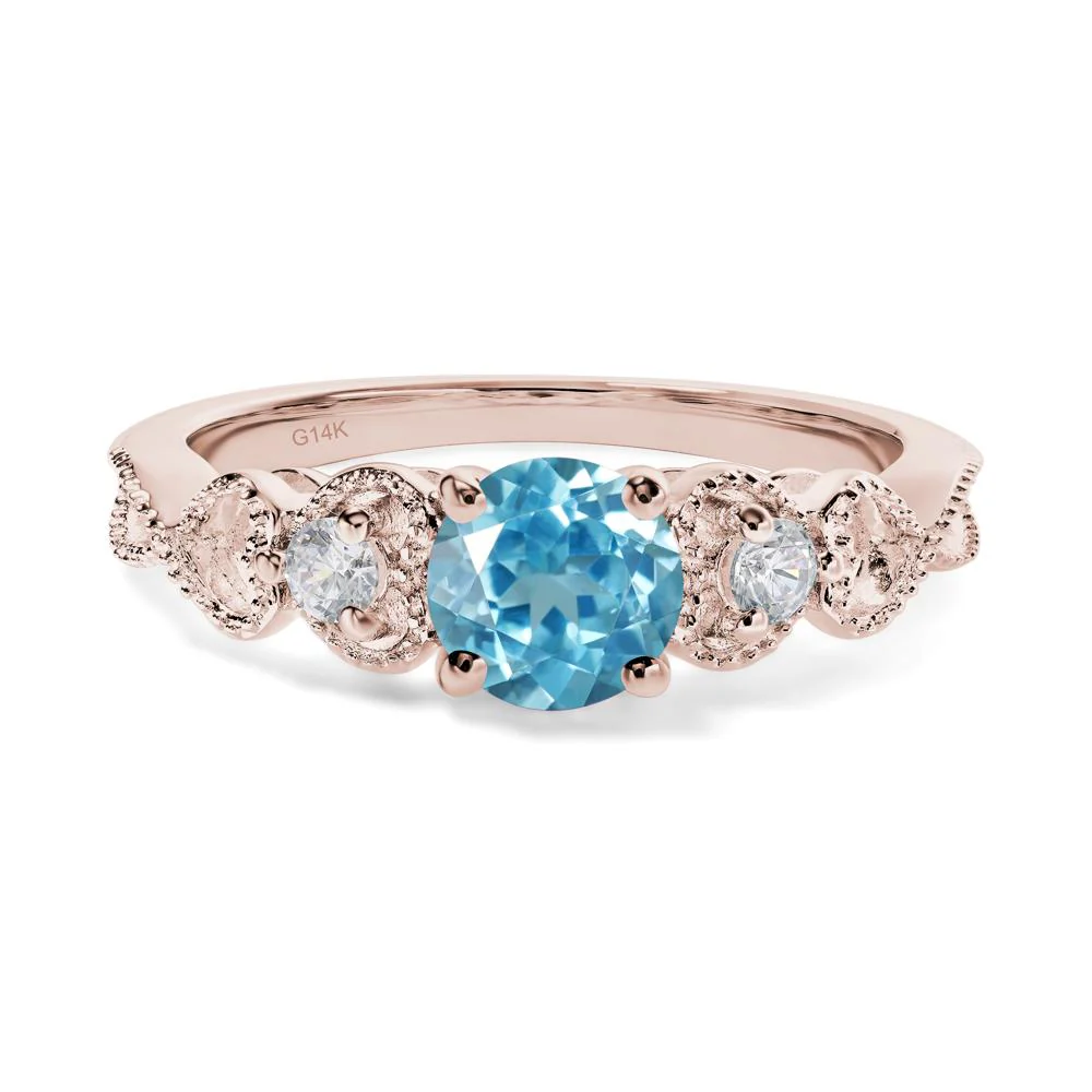 Swiss Blue Topaz Vintage Style Engagement Ring - Image 5
