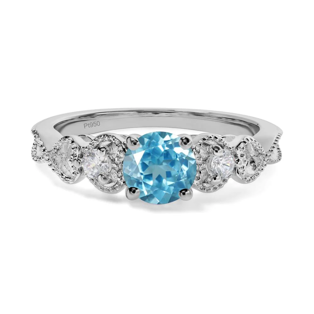 Swiss Blue Topaz Vintage Style Engagement Ring - Image 6